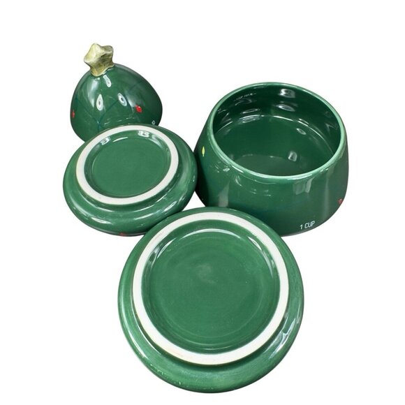 Christmas Tree Stacking Measuring Cups Green Ceramic Tree Newclassic Enterprise - Picture 2 of 14